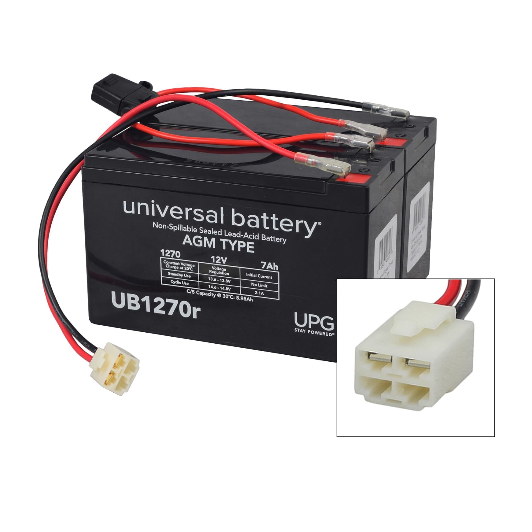 AlveyTech Premium 24 Volt Battery Pack for the Razor Dirt Quad Electric ATV (7 Ah, Versions 1+) - Replacement Set of 2 Rechargeable AGM Batteries with Wiring Harness, Four-Wheeler 24V System Only