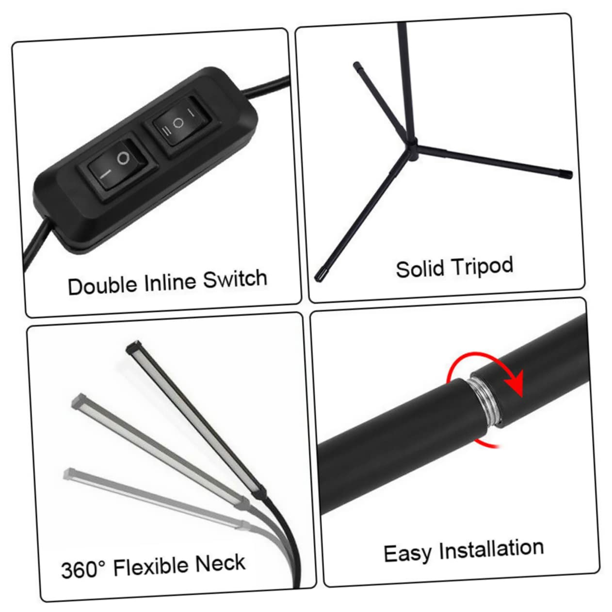 Angoily Piantana LED da Lettura Dimmerabile con Clip, Luce senza Sfarfallio e Antiriflesso, Braccio in Alluminio e Ferro per Camera da Letto