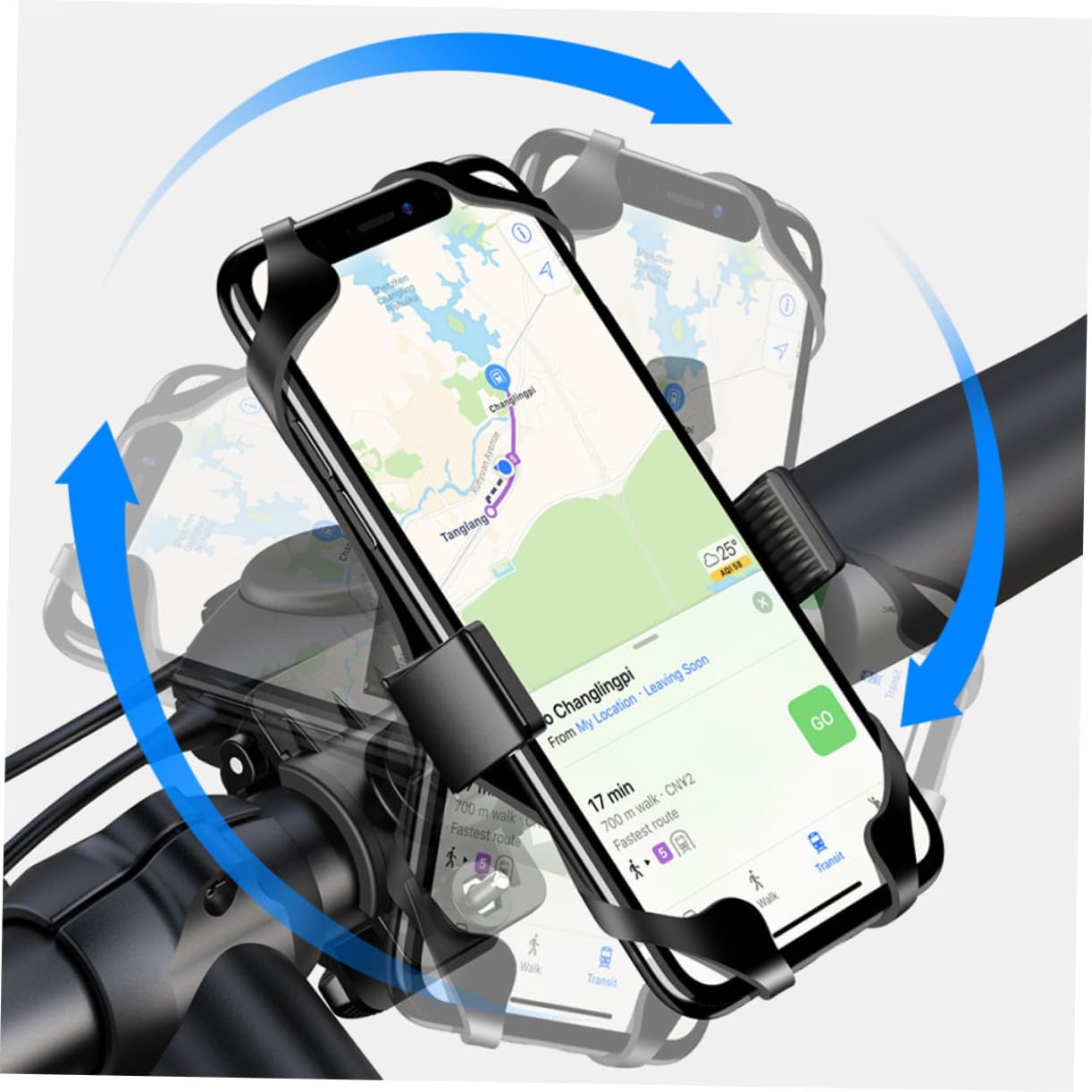 Cabilock 3 Pezzi Smartphone da Manubrio Bici Porta Telefono per Biciclette Facile Installazione e Accesso Rapido Nero