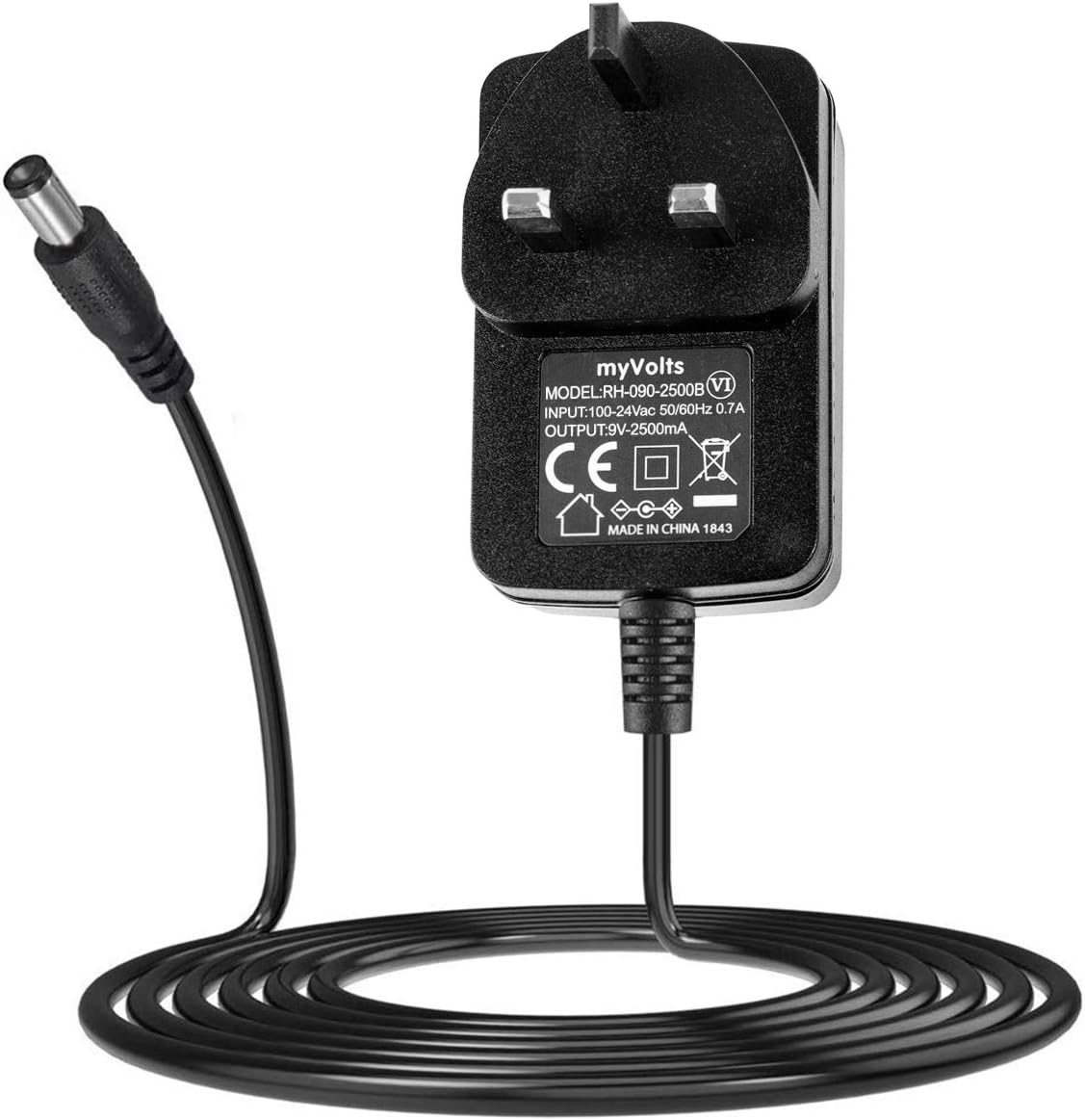 myVolts 9V power supply adaptor compatible with/replacement for Zoom AD-0002 PSU part - UK plug