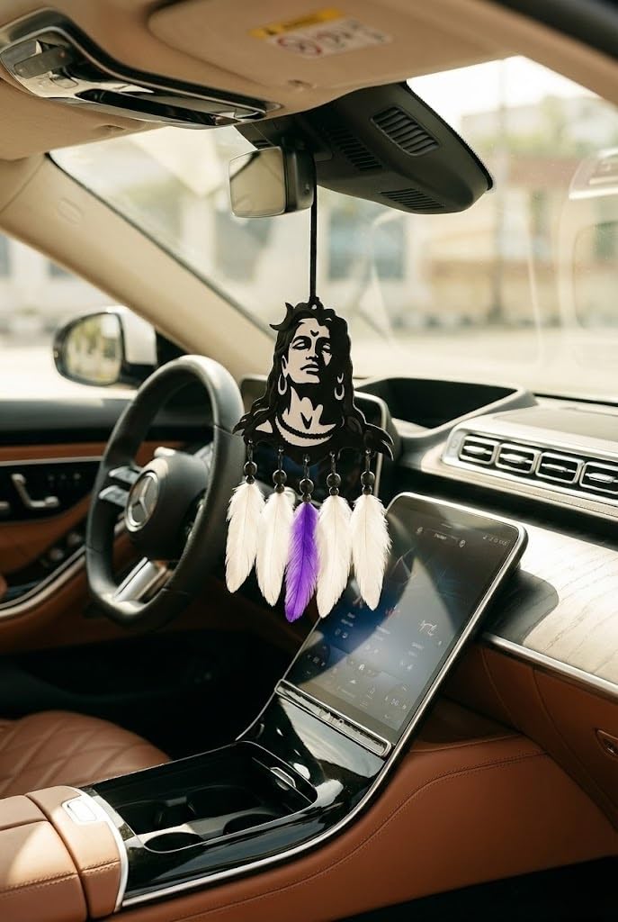 Feelon Adiyogi Dream Catcher for Car, Spiritual Shiva Car Hanging for Positive Vibes, Unique Car Decoration Items Interior and Stylish Car Hanging Accessories Interior Gift