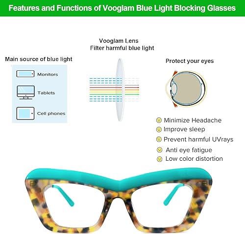 Miniatura 4 de VOOGLAM Elegantes gafas rectangulares de gran tamaño con bloqueo de luz azul para mujer, antifatiga ocular, gafas UV Dusica