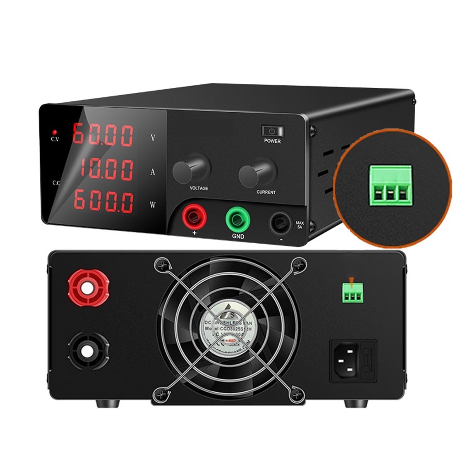 Alimentatori CC programmabili Interfaccia Alimentatore CC regolabile digitale 30V 20A 30A Software for PC Banco di lavoro programmabile for la manutenzione del laboratorio 15V 60A ( Color : SPPS6010-6