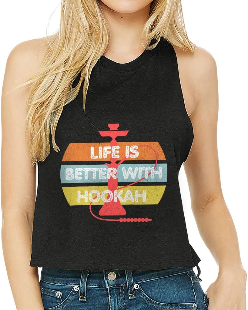 Life is Better with Hookah Racerback Cropped Tank - Hookah Lovers Gifts - Unique Gifts