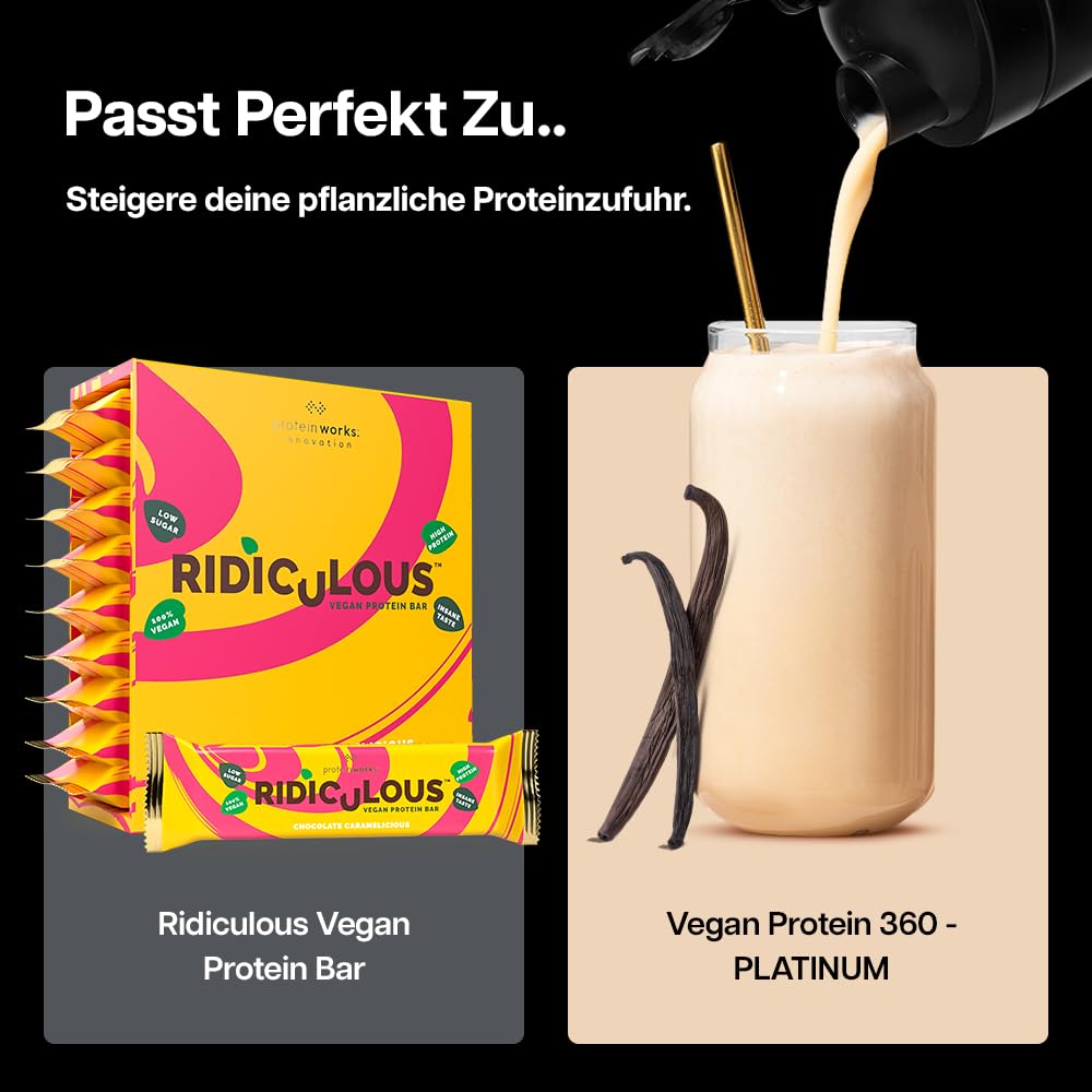 Protein Works | Vegan Protein 360 – PLATINUM Innovation, Premium-Veganproteinpulver, pflanzlicher Proteinshake, essentielle Vitamine & Mineralien, zuckerarm, Salted Caramel, 28 Portionen, 1kg