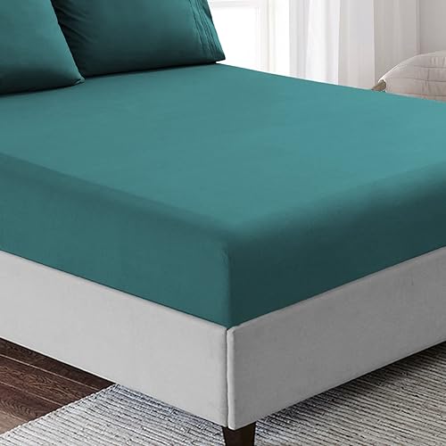 Miniatura 9 de Marina Decoration Juego de sábanas de 4 piezas con 2 fundas de almohada bordadas, con bolsillo profundo y sedoso, con 2 fundas de almohada bordadas,