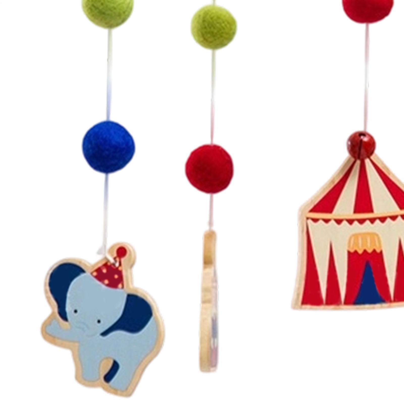 Giostrina musicale per culla, motivo circo con animali, per la cameretta dei bambini, per la casa, per attività sensoriali per bambini, passeggino da viaggio e oggetti di scena per foto