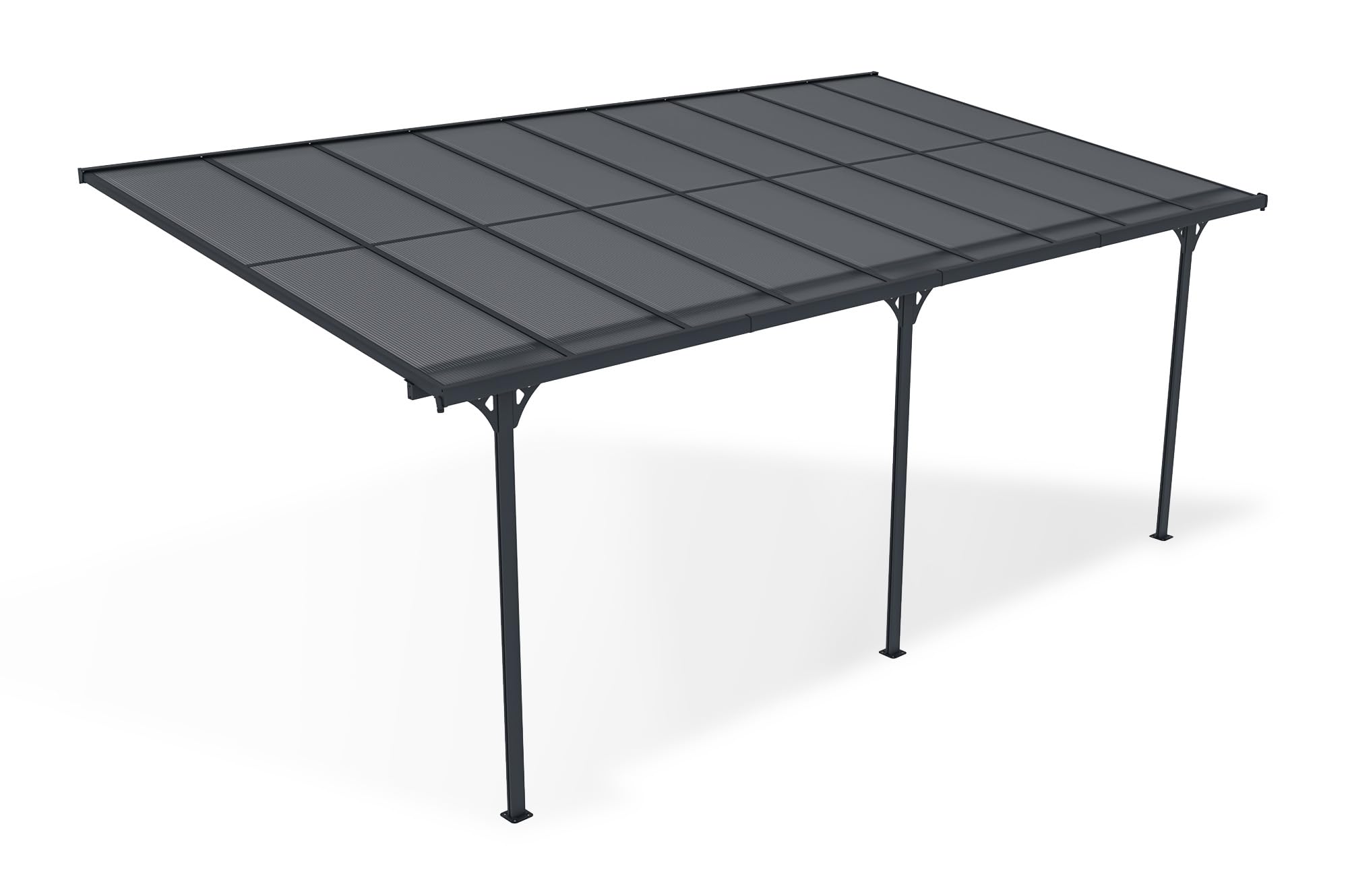 KLEO Carport Pergola Addossata 5,5x3m Alluminio Grigio 16,5m²