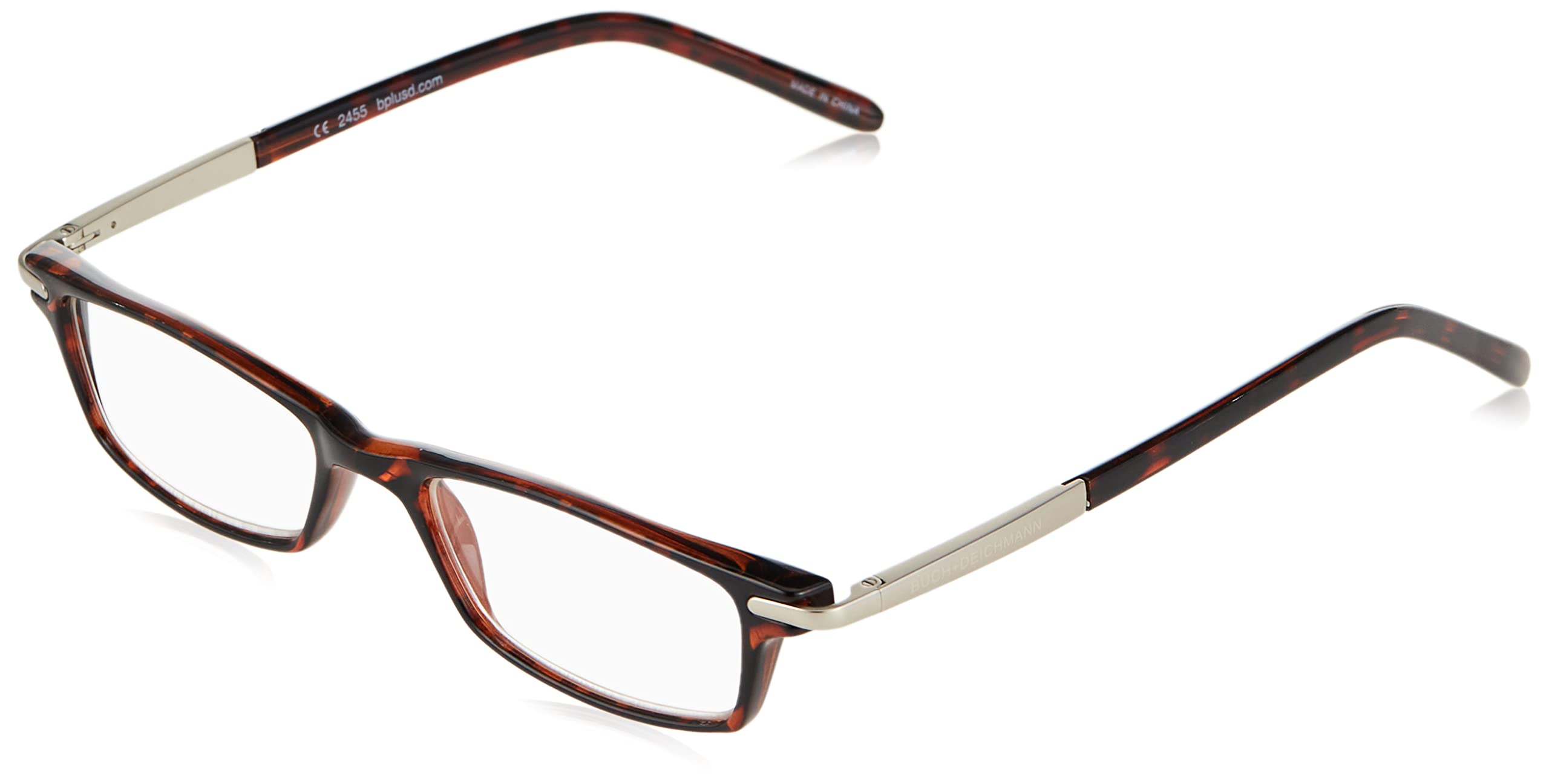 B+D 2455-88-10 Kent Reader +1.00 Power Square Reading Glasses for Unisex, Tortoise