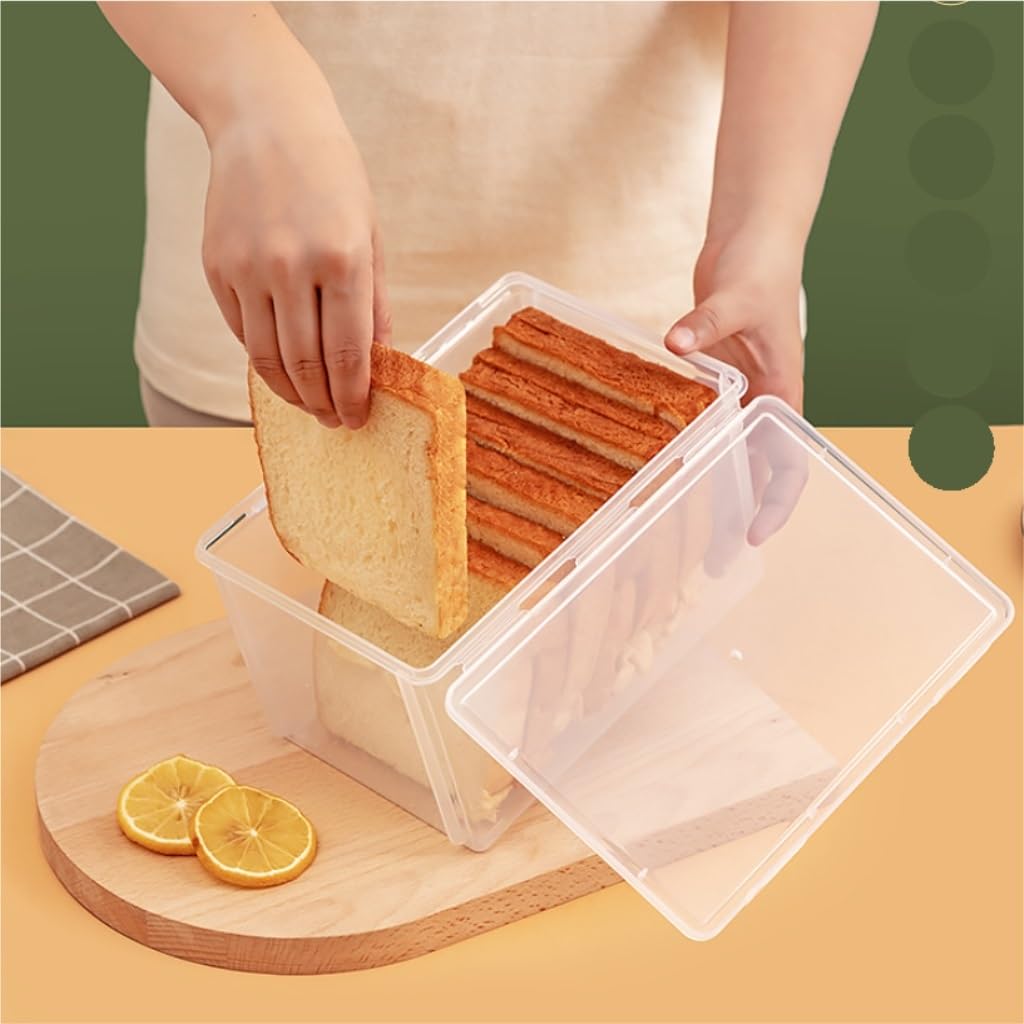 pojemnik na jedzenie Pudełko do przechowywania przekąsek kuchennych Plastikowa lodówka z pokrywką Zamknięte pudełko Pudełko do przechowywania świeżych tostów z makaronem (Color : Clear, Size : B)