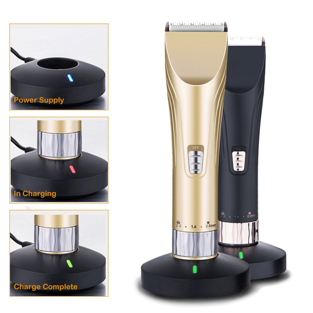 Cortapelos Protable Recortadores De Pelo De Barba Recargables Inalámbricos Profesionales Kits De Corte De Pelo Impermeables Con Cuchillas De Titanio Y Cerámica Para Hombres Y Bebés (Oro)