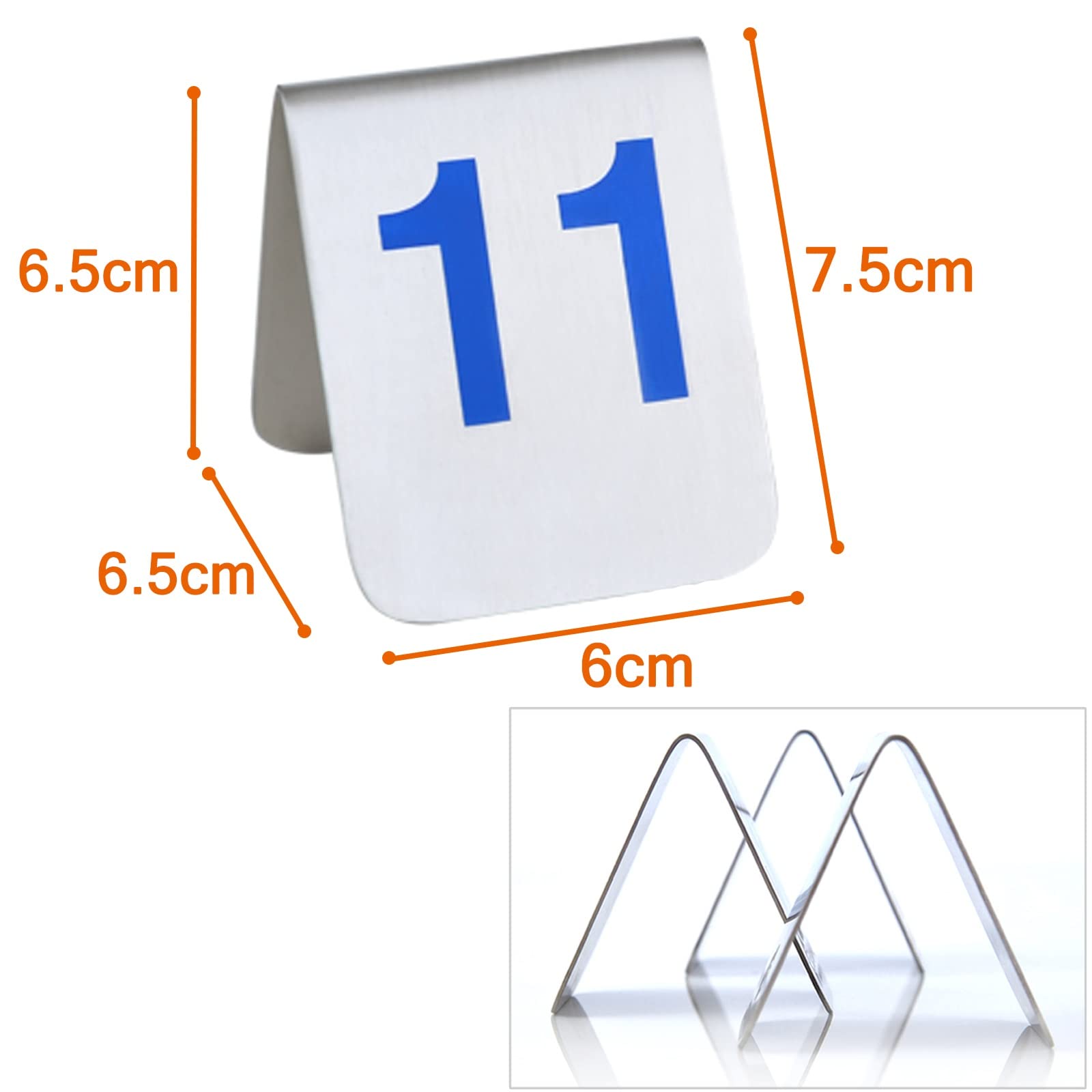 7,5 x 6 x 6,5 cm Tabliczka z numerem w stylu namiotu, 1-10/20 Metalowa karta na stół Stal nierdzewna, Płyta na stół restauracyjny Czerwony/niebieski, Możliwość układania w stosy Karty z numerem stoł