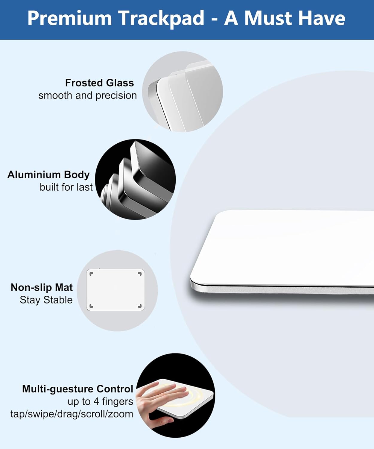 Trackpad with 2.4G USB Receiver for Mac and Windows - Multi-Touch Surface High Precision Track Pad, Multi-Gesture Touchpad Mouse Compatible with Apple MacBook iMac and Windows 10/11 PC Desktop