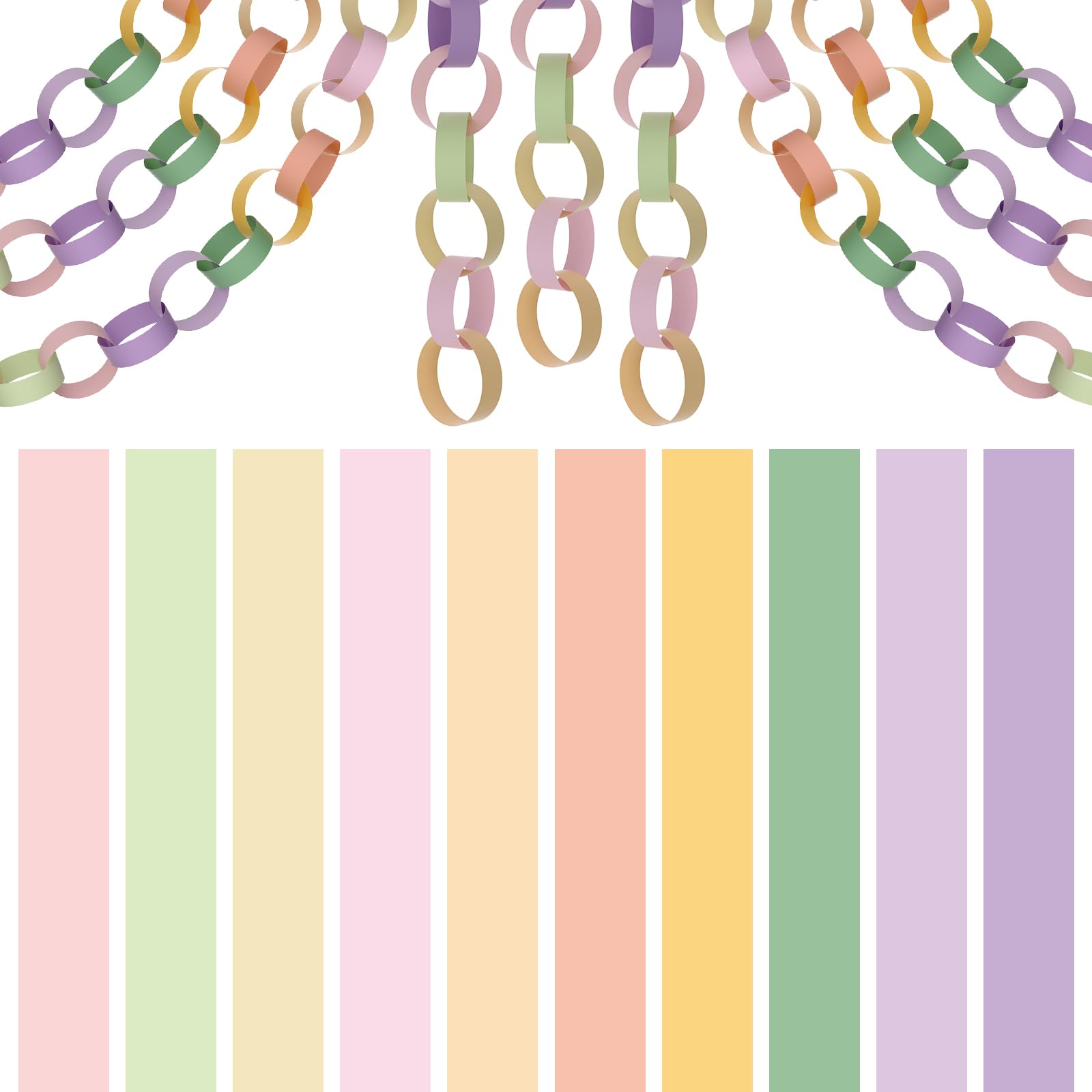 BOUBONI 600 Pieces Paper Chains Paper Strips 1 x 7 Inch for Birthday Party Decorations DIY Crafts Favors (Pastel Colors)