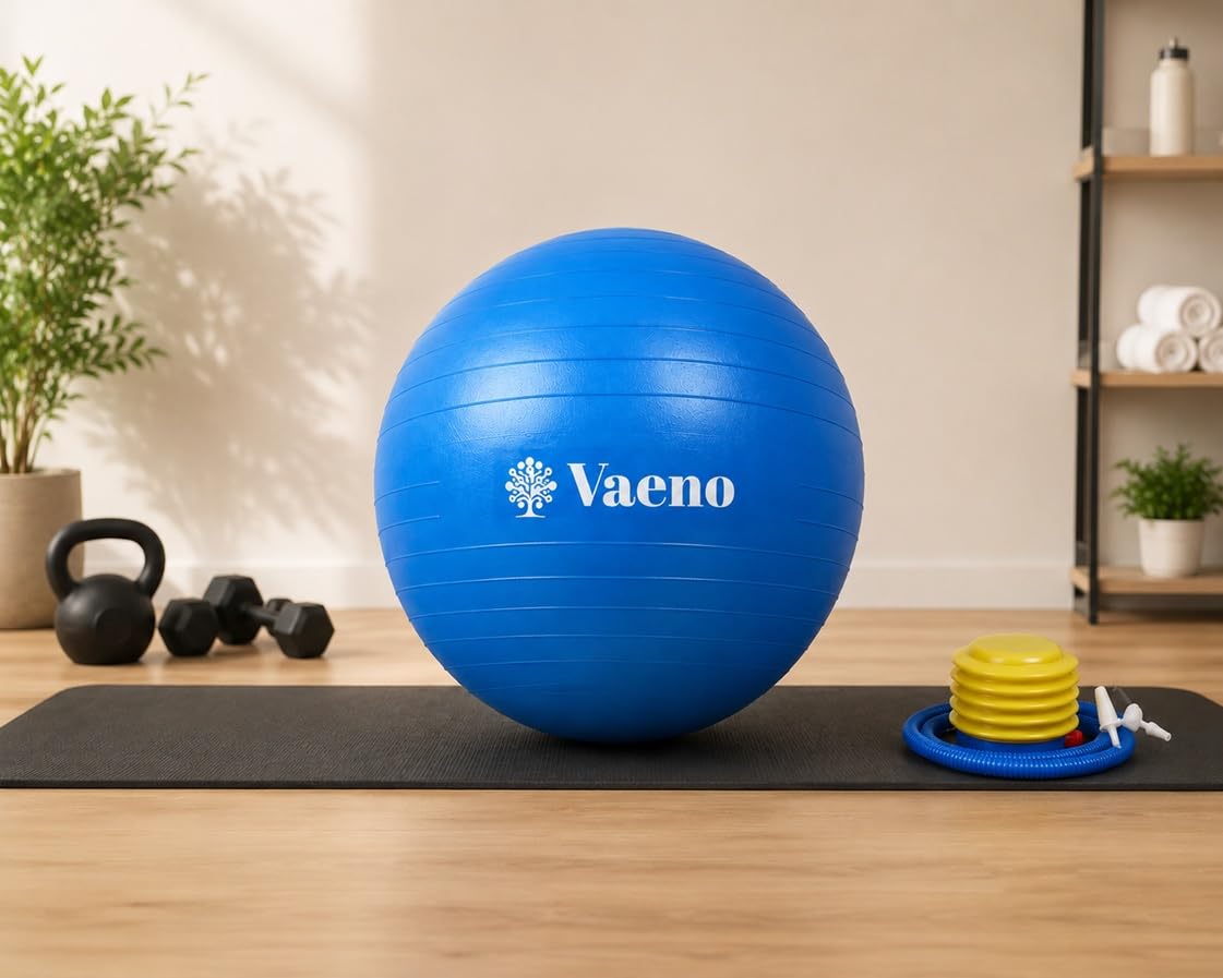Bola de Pilates Vaeno 65cm com Bomba, Antiestouro e Antiderrapante para Yoga,