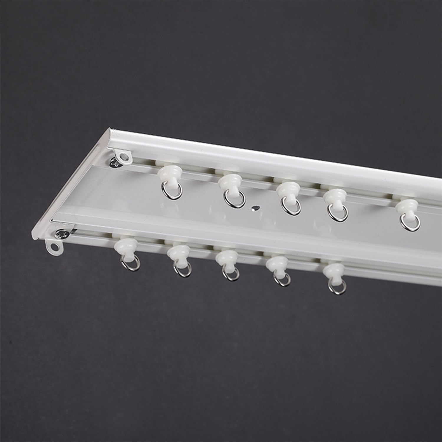 Aluminium 2-läufig Vorhangschienensystem für Raumteiler Schiebevorhänge Ultra dünnes Design für Wohnzimmer Krankenhaus Flügelfenster Schwarz (100cm)