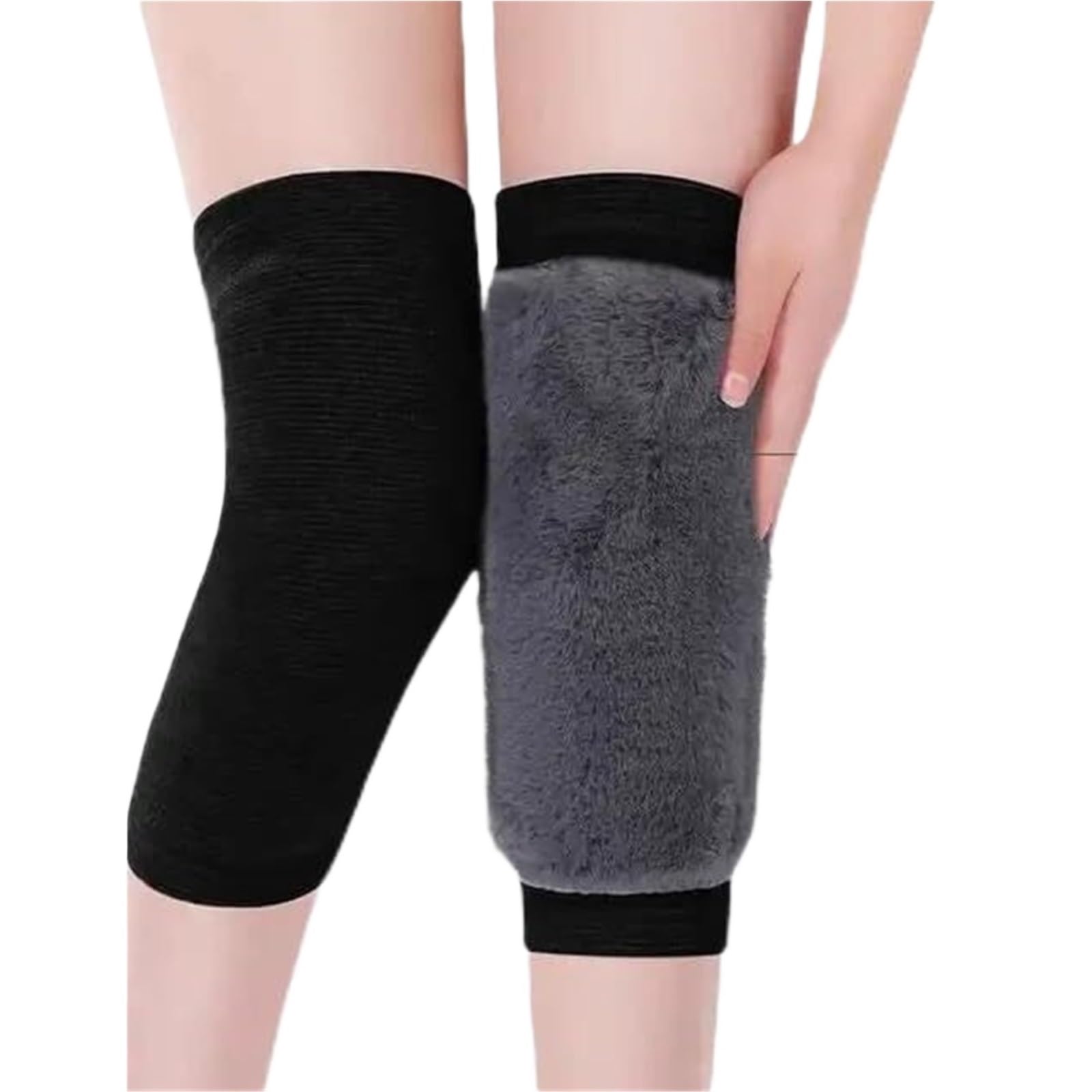 Ginocchiera Sport di Forza Ginocchiere con Gambe Calde E Imbottitura in Peluche Adatte for Gli Sport all'Aria Aperta Supporto al Ginocchio(Black,XXL)