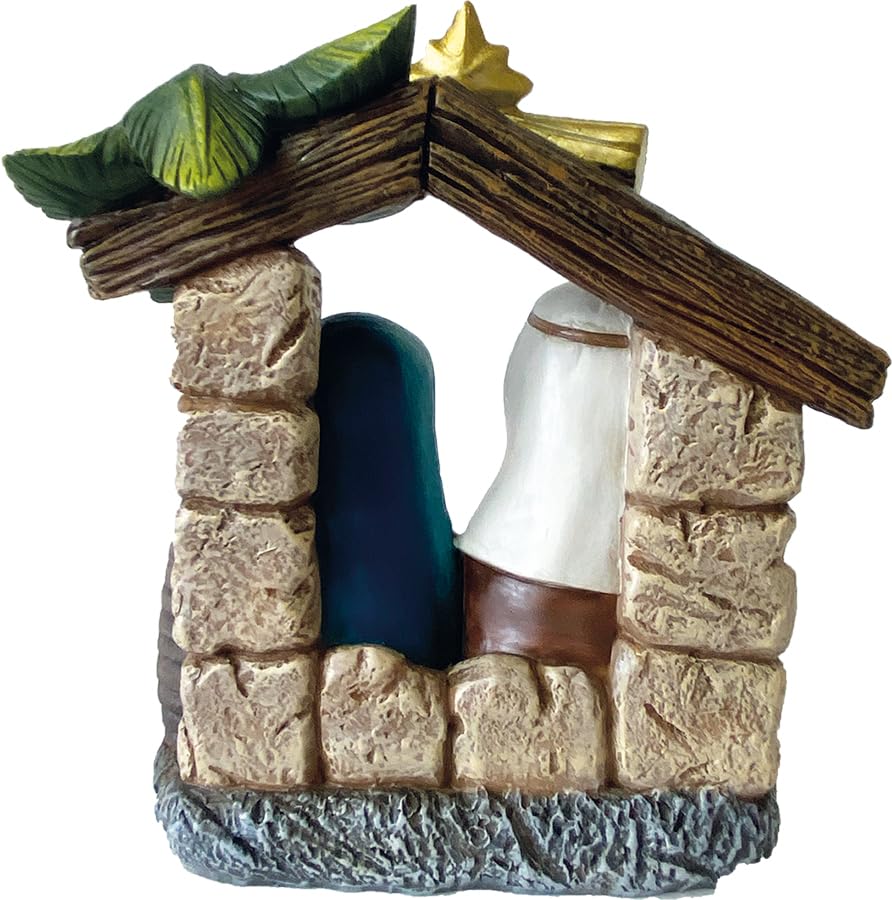 Bloc de crèche avec la Sainte Famille (Joseph, Marie et Enfant Jésus) spécialement conçu pour les enfants au design mignon. Décoration pour chambre d'enfant à la période de Noël