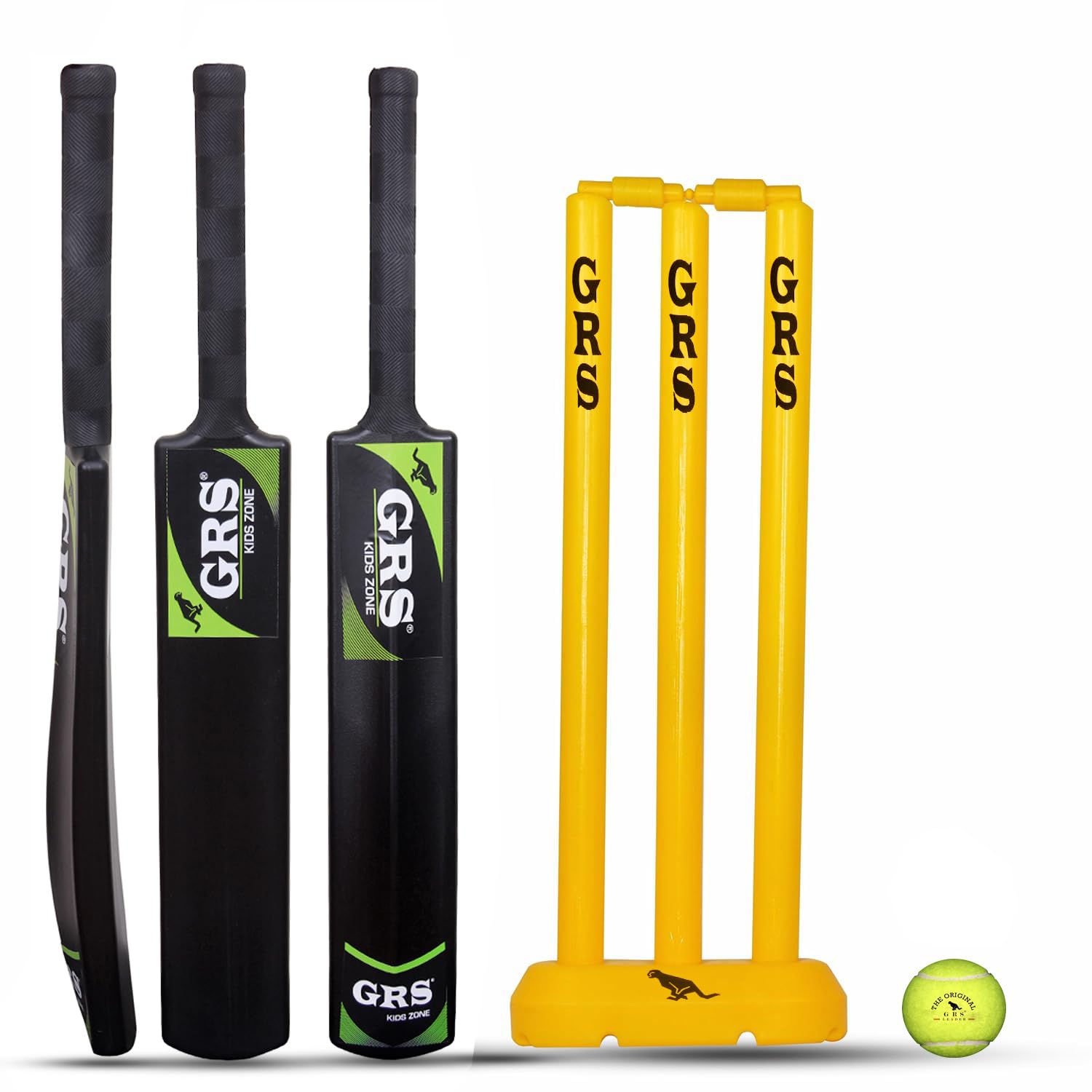 Kids Zone Heavy Grade Strong Plastic Cricket Bat with Wicket Set & 1 Tennis Ball for Kids (Size 3, Age 6-10 Year Old Kids), Strong Plastic