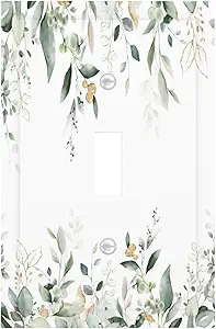 Decorative Switch Plate Covers Rustic Ink Green Eucalyptus Leaves Sage leaf 1 Gang Light Switch Cover Plate Single Toggle Wall Plate Outlet Covers Wall Plate Faceplate for Bedroom Decor
