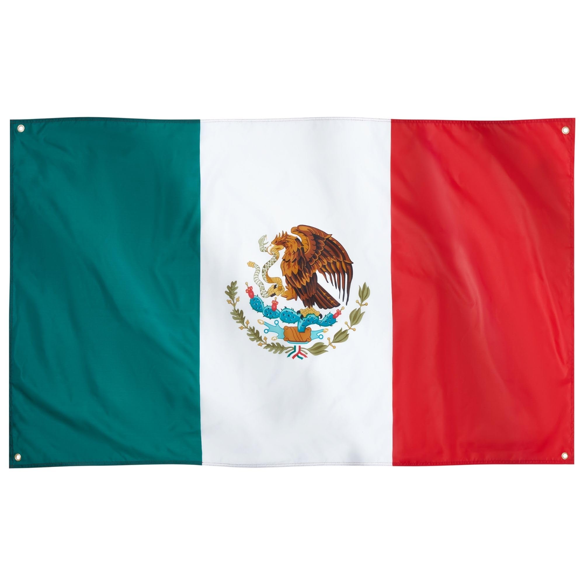 Runesol Mexico Flag, 91x152cm, 3ft x 5ft, 4 Grommets, Eyelet In Every Corner, Mexican Flag, El Tricolor, United Mexiican States, Bandera de México, Cinco de Mayo, Premium Flags, Inside, Outside