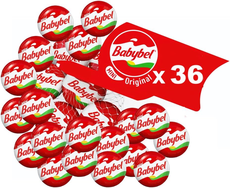 Mini Babybel Original Cheese Semisoft Snacks 20g- Lactose Free (Pack of 36, Original)
