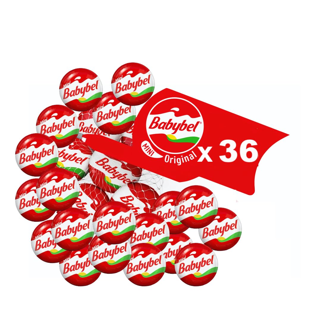 Mini Babybel Original Cheese Semisoft Snacks 20g- Lactose Free (Pack of 36, Original)