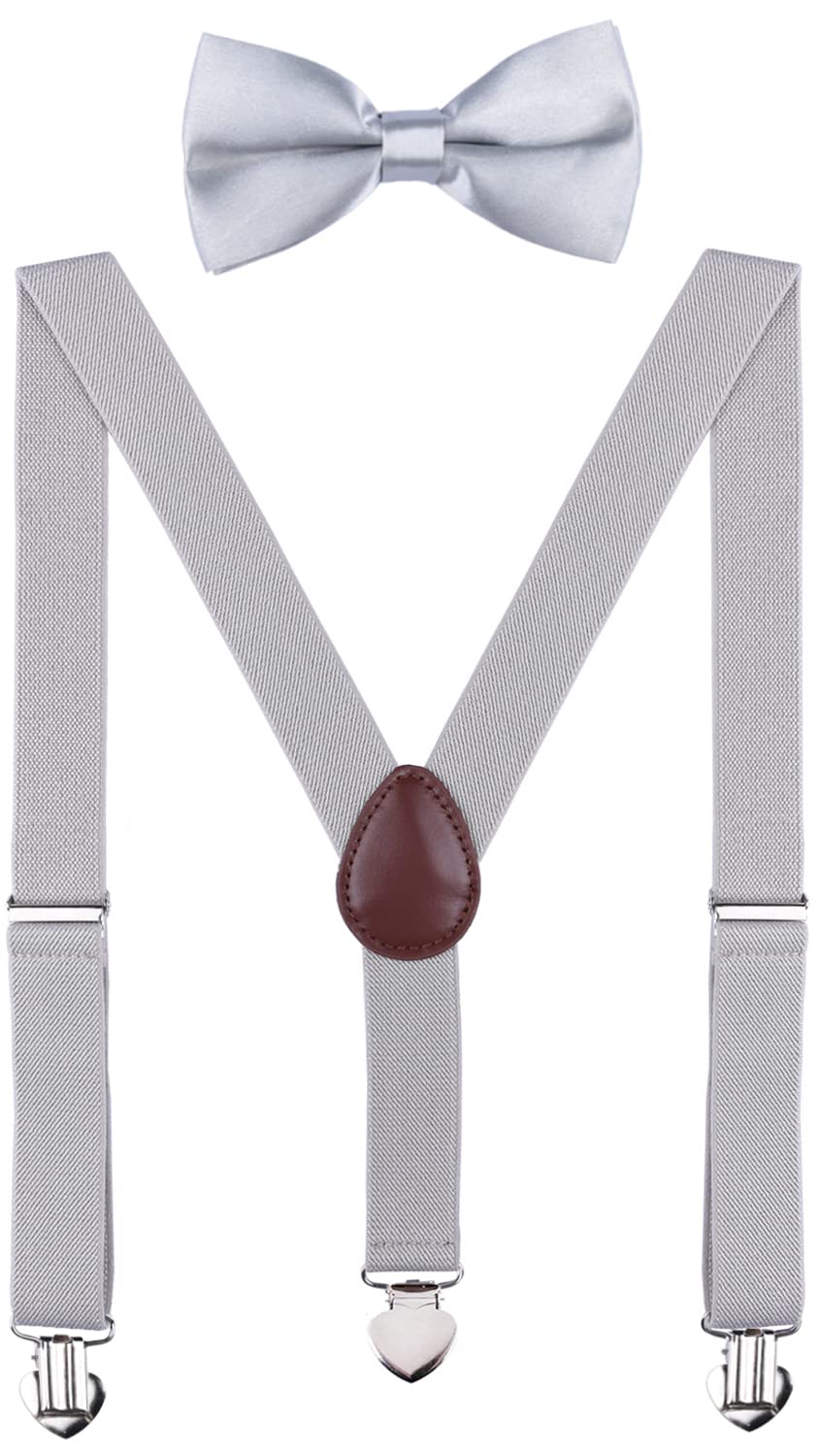 Juego de tirantes y pajarita ajustables con clips de corazón para hombre y niño