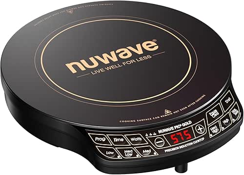 Nuwave Precision Induction Cooktop Gold, 12” Shatter-Proof Ceramic Glass Surface,