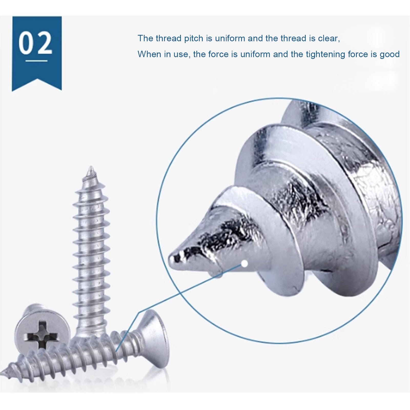 100 Viti M2 X 10mm In Acciaio Inox 304 - Testa Svasata, Autoperforanti Per Legno - Foto 11