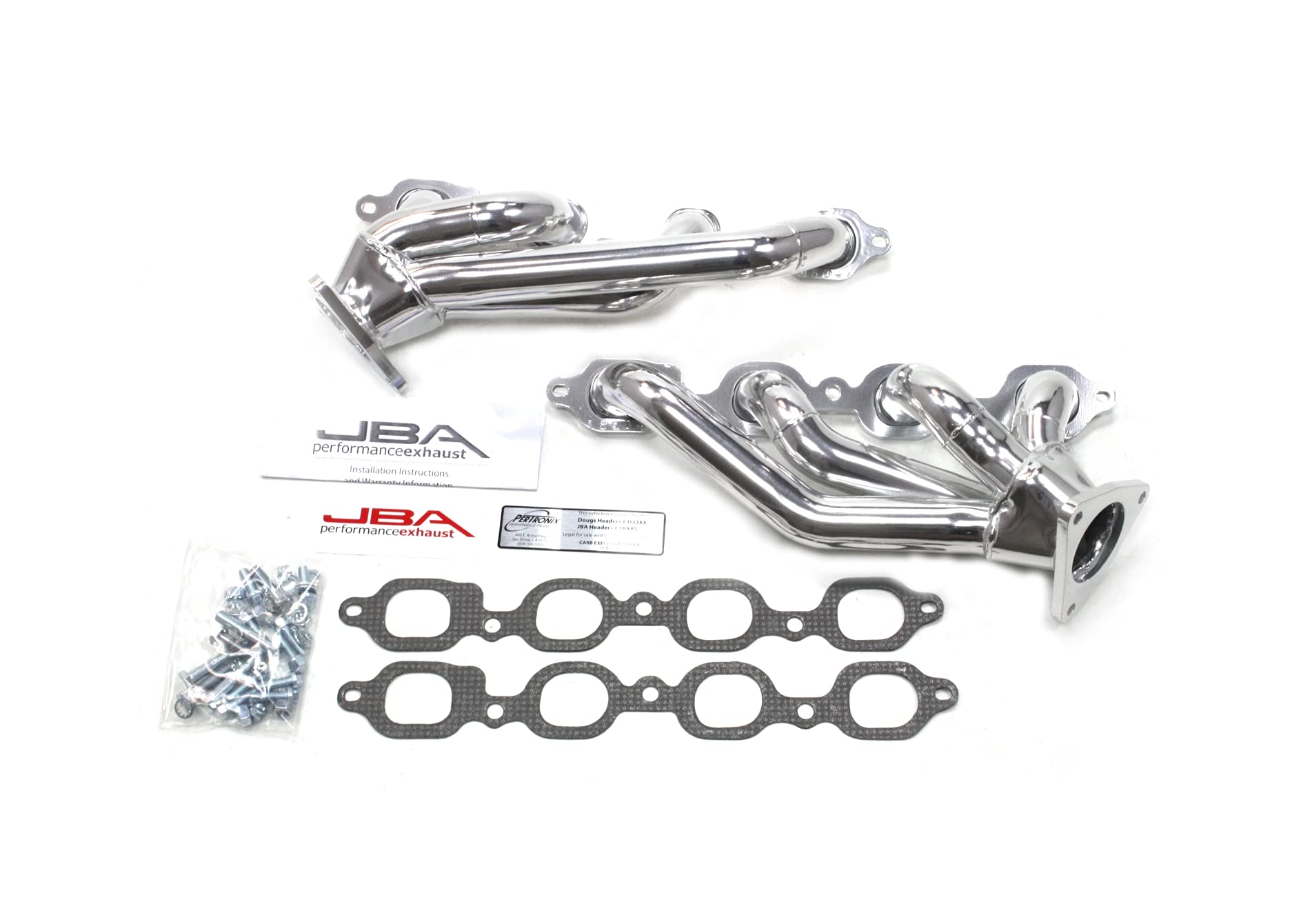 JBA (1850S-4JS) 1-5/8" Stainless Steel Silver Ceramic Shorty Exhaust Header for GM Truck/SUV 5.3/6.2L Engine