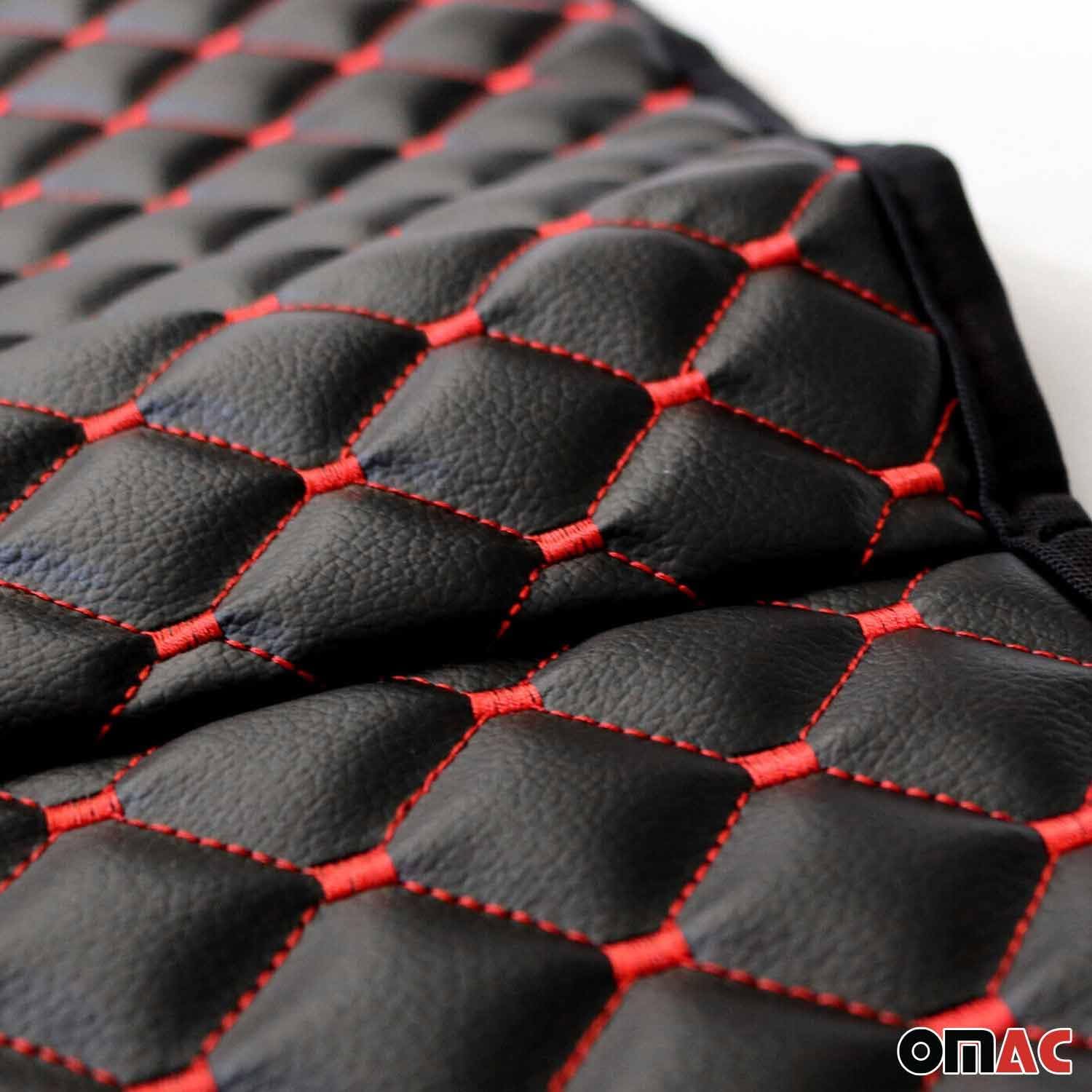 OMAC Car Seat Cover Black with Red Therapeutic Cushion PU Leather Pad Breathable