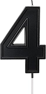 LUTER 3.94 Inch Birthday Candle, Black Number Candles, Birthday Cake Decoration, Number Candle, Number Candle, for Wedding, Party, Children, Adults, Number 4