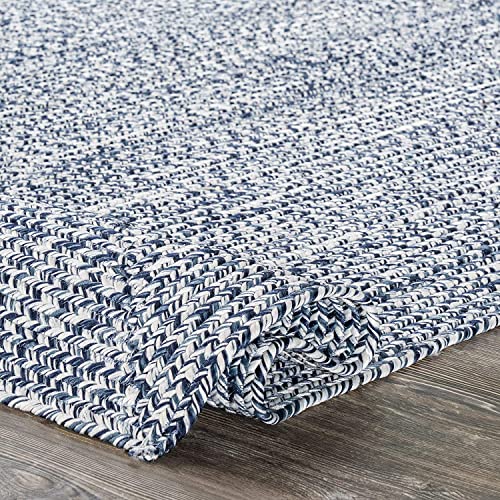 Image of Handmade Cotton Braided 2x4 feet Runner Rug - Washable, Low Pile Reversible Floor Mat for Bedroom, Kitchen, Entryway & Living Room - Eco-Friendly Woven Carpet - (Light Blue, Rect)