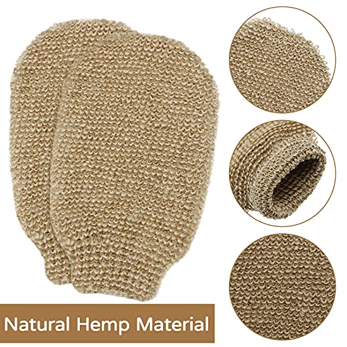 4 Pieces Bath Mitt Loofah Shower Gloves Natural Exfoliating Hemp Scrubbing Mitt Bath Sponge Shower for Women Men Scrubber Machine Washable Double Sided Available - Image 5
