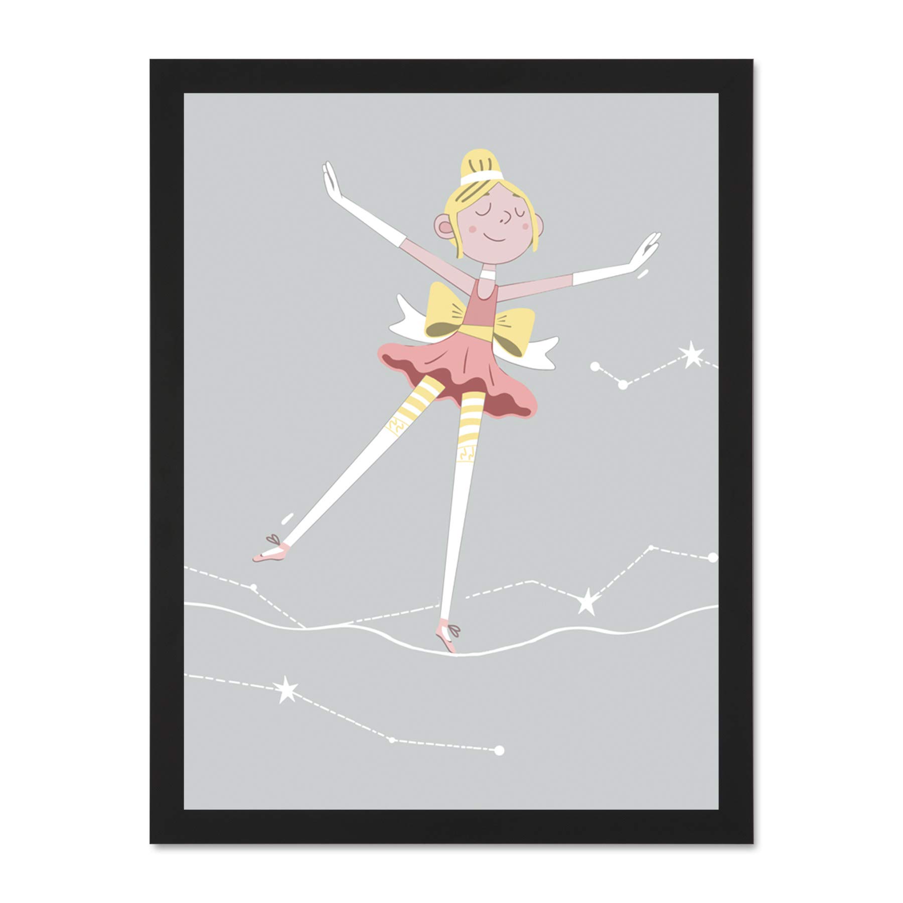 Wee Blue Coo Girls Ballerina Dancer Stars Blonde Large Framed Art Print Wall Poster 18x24 inch
