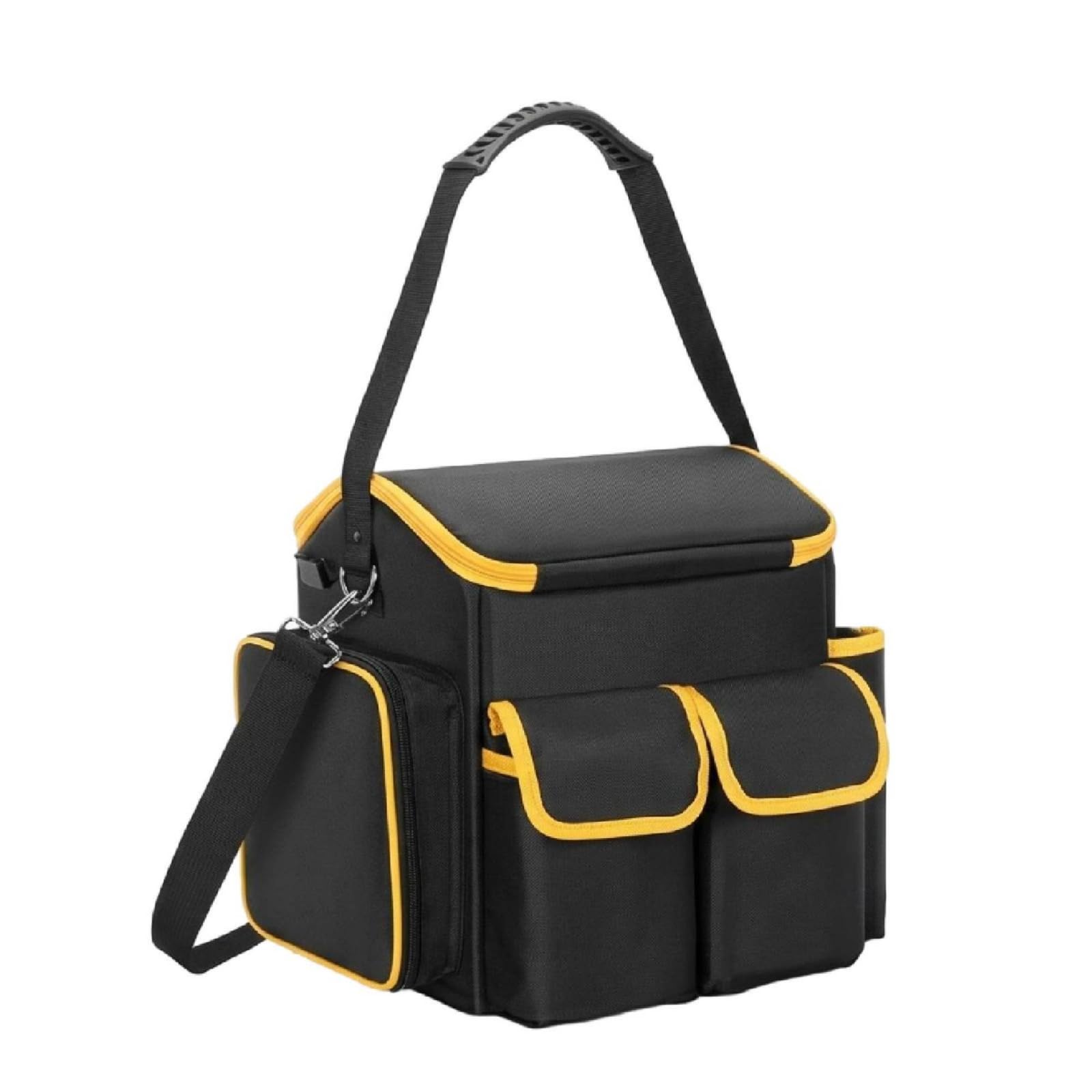 SECRET DESIRE Yellow Trim Tough-Weave Tool Bag Non-Slip Bottom Heavy Duty Tool Tote Reinforced Base Portable Organizer Zippered Compartment, Handheld Tool Bag-image-34