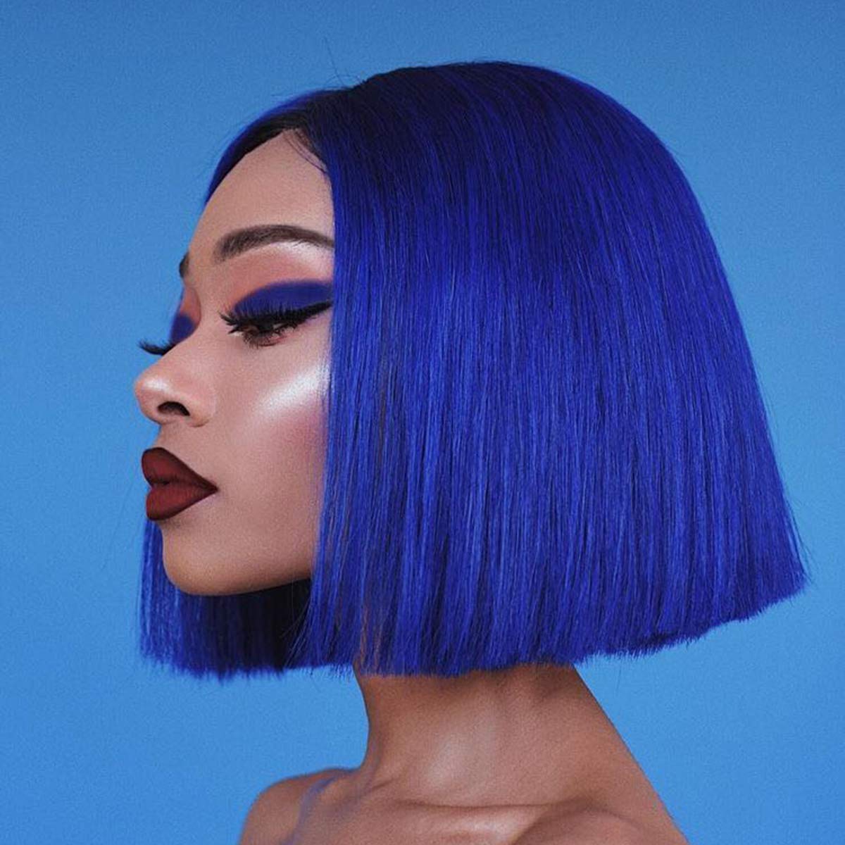 blue short wig