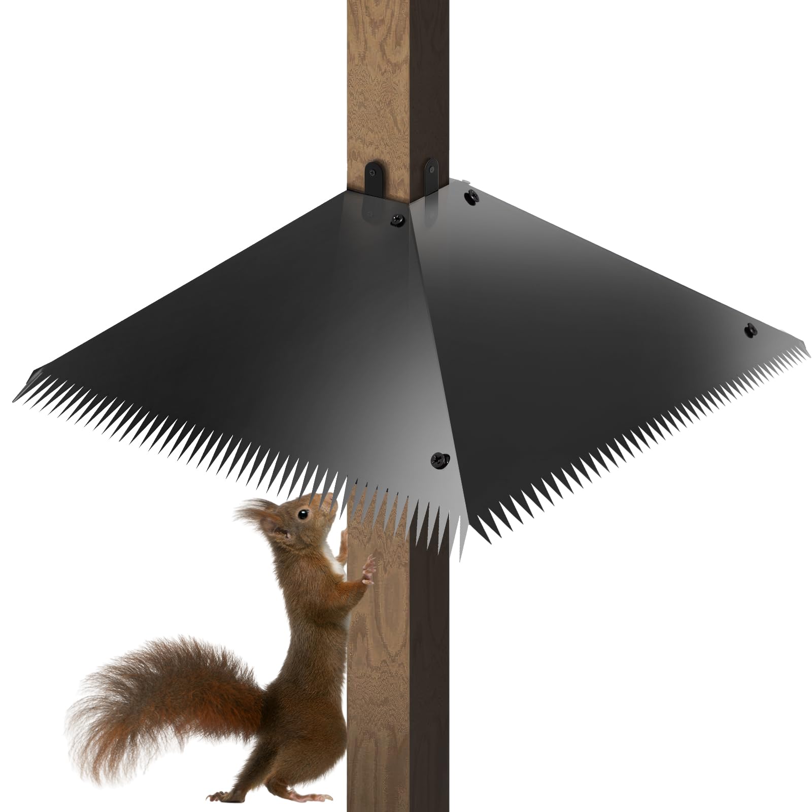 Metal Squirrel Baffles with Spikes - Galvanized Steel Squirrel Guards for 4x4 Posts and Bird Feeder Poles - Keeps Squirrels and Raccoons out of Birdhouses (1 Pack)