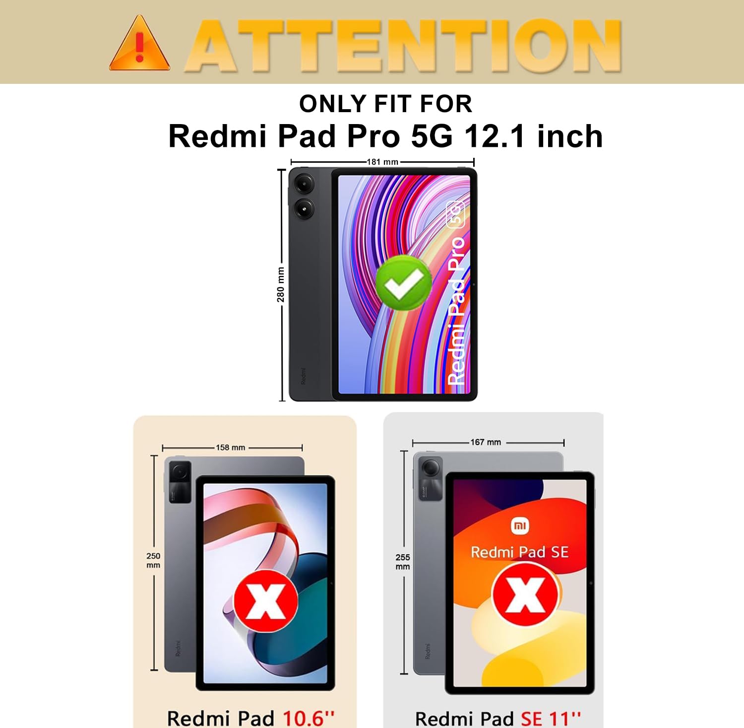 TGK Back Cover Case for Redmi Pad Pro 12.1 inch Tablet Black