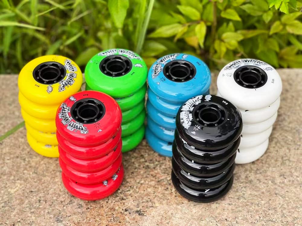 Ruedas de Patines en línea 72mm/ 76mm/ 80mm Ruedas de Repuesto para Patines en línea para Patines de Hockey sobre Ruedas Cepillo de Rueda de Flor Plana Calle Etc.