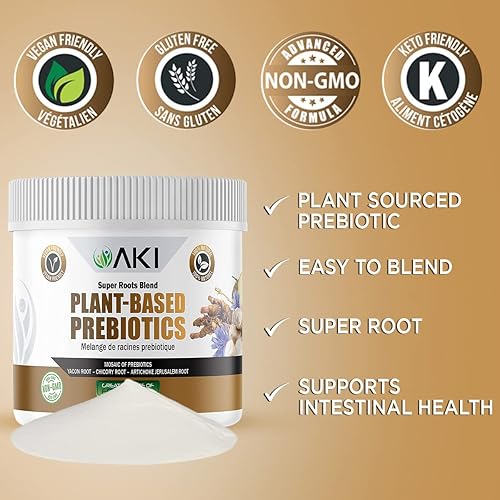 Miniatura 4 de AKI Mezcla prebiótica a base de plantas (6 onzas / 6.00 oz) – Fuente ideal de FOS e inulina – Nutre la flora intestinal y la inmunidad – Ideal para