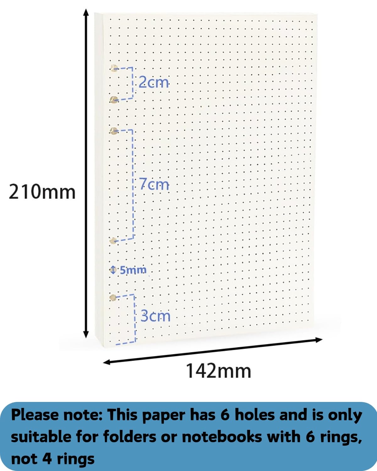 3 Confezioni di Ricarica di Carta A5,6 Fori Ricarica Inserti Di Carta 180 Fogli/360 Pagine,Ricariche di Carta per Raccoglitore Ad Anelli A5,Agende,Planner,Diari (righe+puntinati+quadretti)