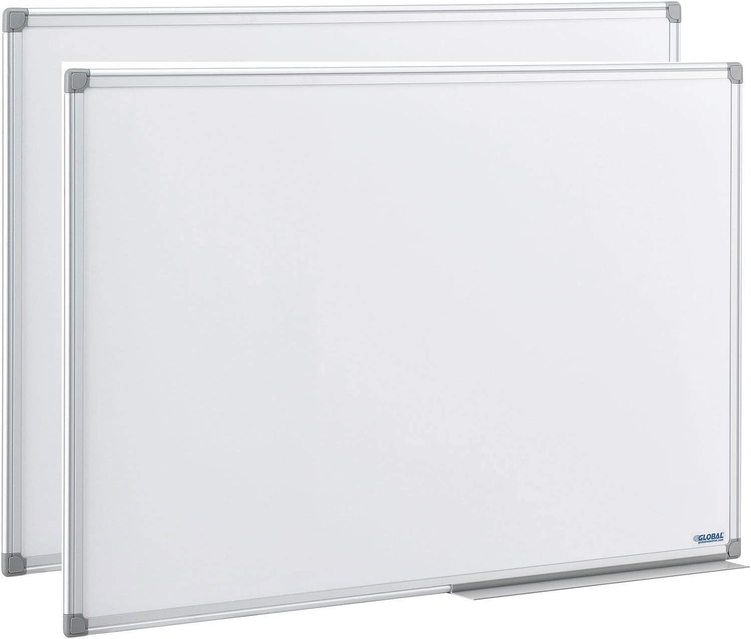 Global Industrial 36W x 24H Double Sided Melamine Dry Erase Whiteboard, 2/Pk