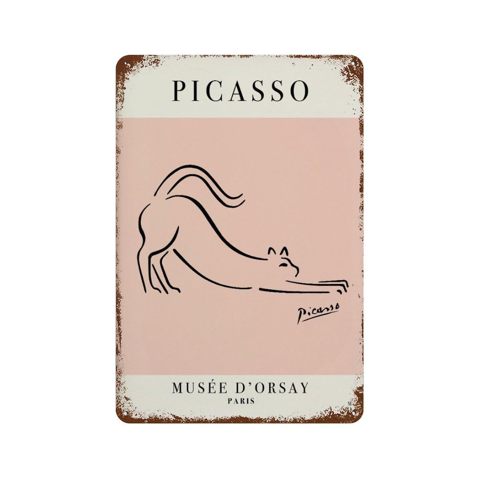 xiaoxiaoshen Picasso Cat Line Vintage Exhibition Wall Decor Art Metal Tin Poster Modern Home Decor Art Home Bar Shop Decorations Vintage Sign 30x20cm