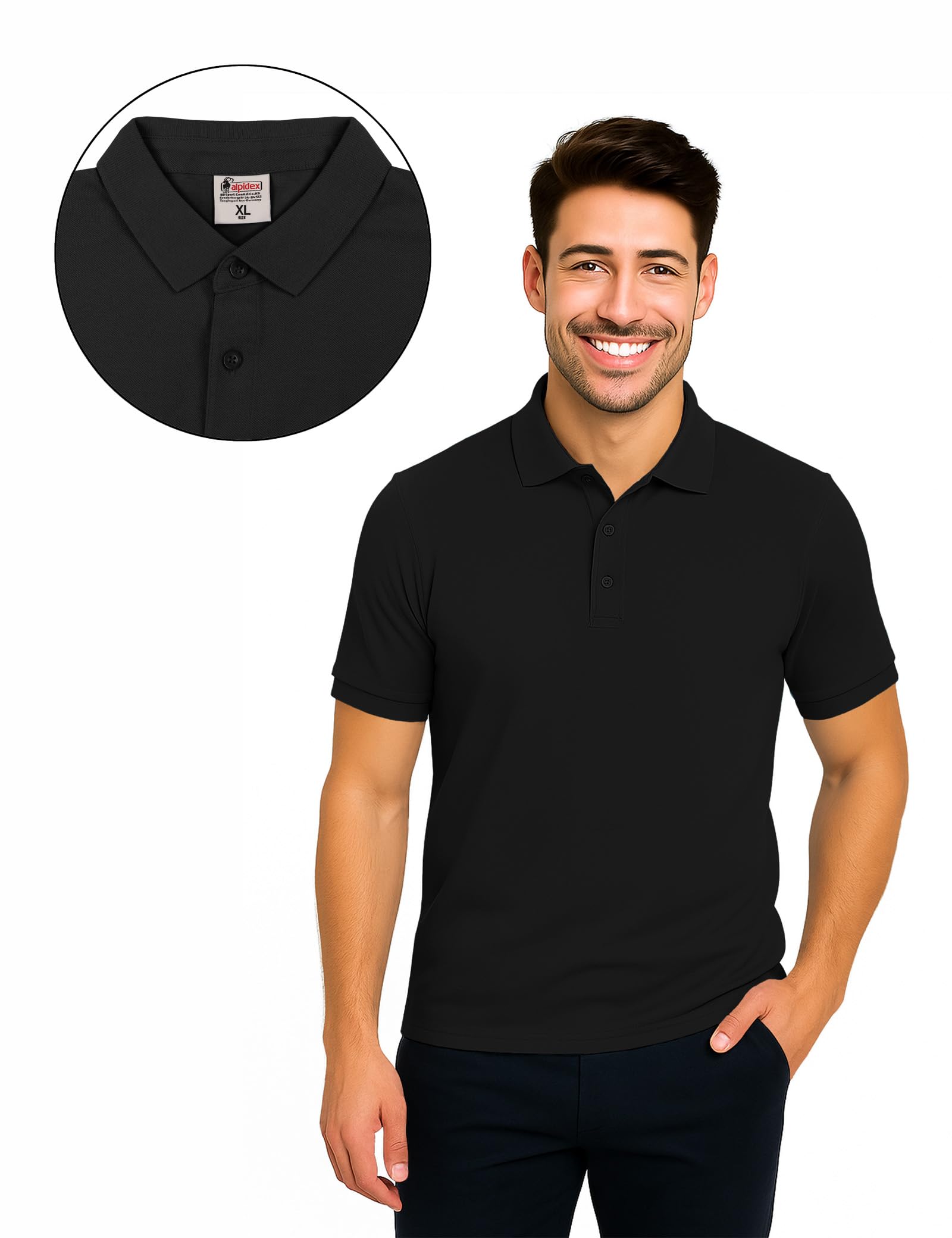ALPIDEX Herren Polo Shirts 3er Set 100% Baumwolle Poloshirt Männer T-Shirt Kurzarm Shirt Einfarbig Casual Polohemd S M L XL XXL 3XL 4XL 5XL