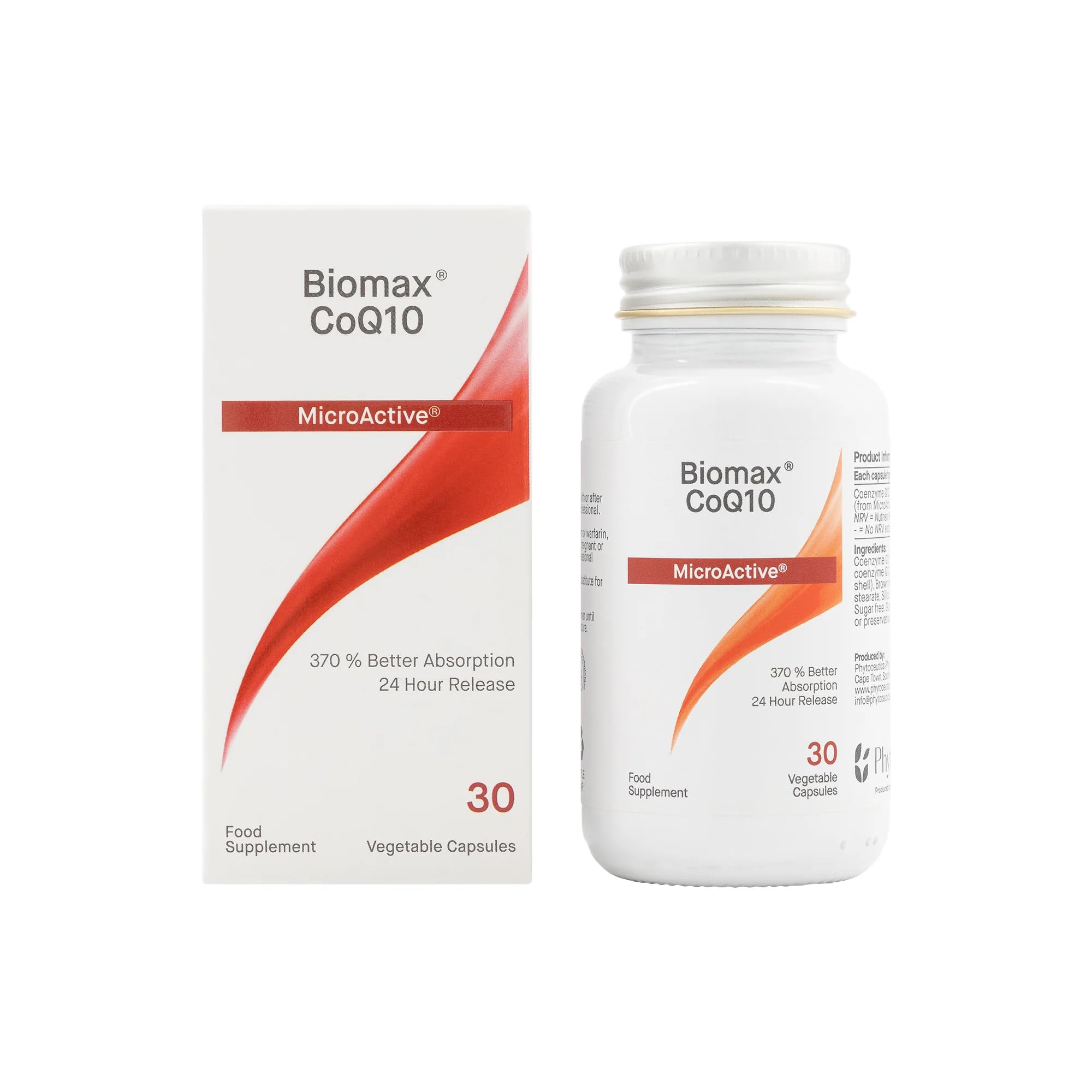 Biomax CoQ10 Microactive 30 Vegetable Capsules| 370% Better Absorption| Doubles CoQ10 Levels Within 3 Weeks| 24 Hour Release