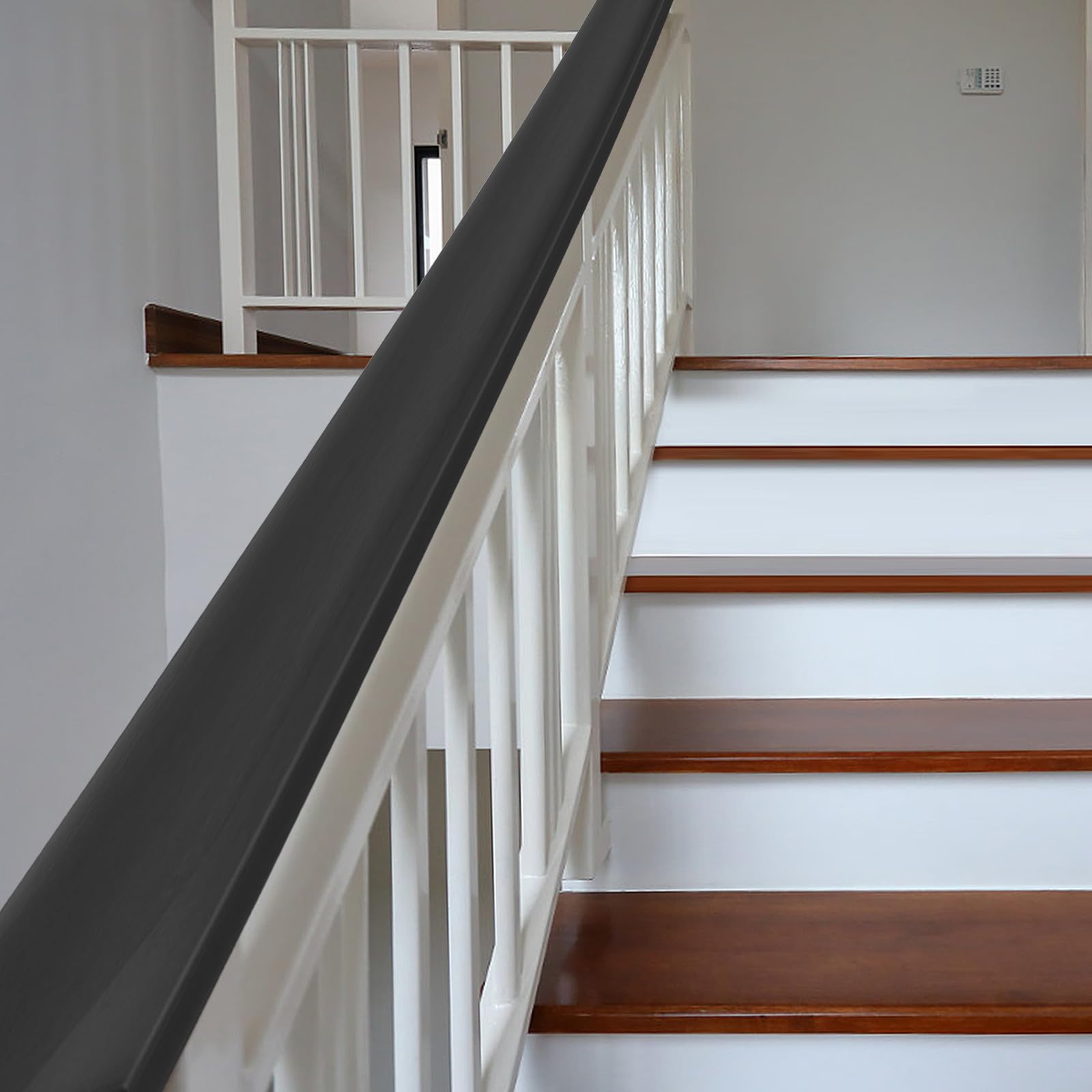 2m-5m Handlauf PVC 40x8 mm Treppenhandlauf Kunststoffhandlauf Profil für Treppengeländer Gummi (5M Schwarz)