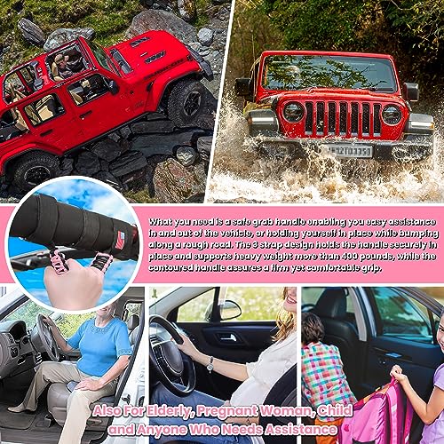 Poignée de maintien en paracorde supérieure rose pour arceau Jeep Wrangler JL JT