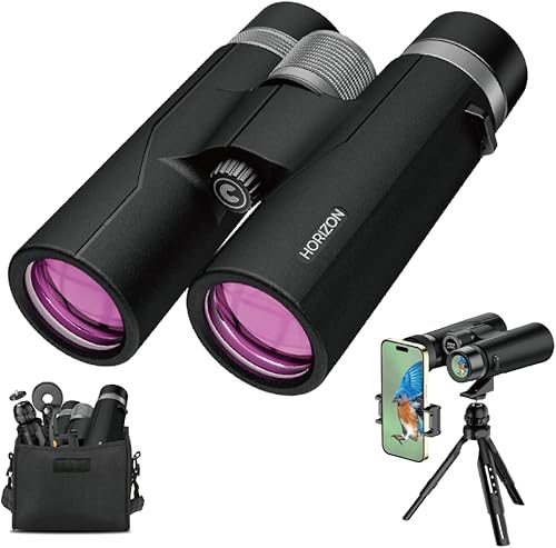 Cosmothy Prismáticos ED insignia de 12 x 42 para adultos con adaptador de teléfono alta potencia, elegante, súper brillante y gran visión, ligero e